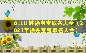 🐛 姓徐宝宝取名大全（2021年徐姓宝宝取名大全）